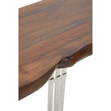 Orsina Hampstead Acacia Wood Console Table with Silver Steel Base