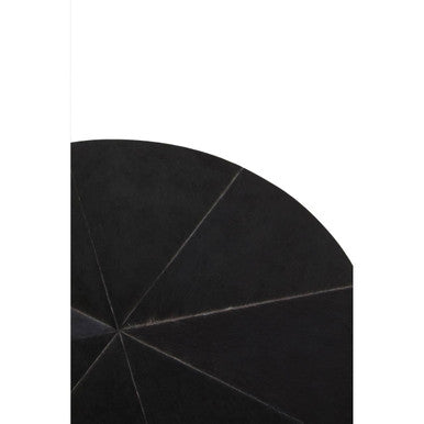 Orsina Kensington Round Black Leather Side Table with Gold Metal Frame