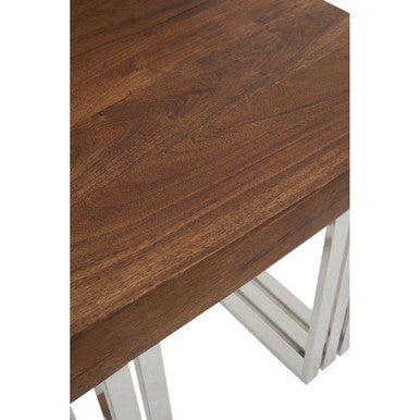 Orsina Hampstead Small Console Table | Acacia Wood & Silver Steel