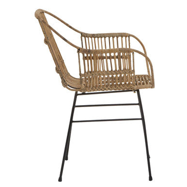 Orsina Java Natural Rattan Armchair | Modern Black Metal Accent Chair