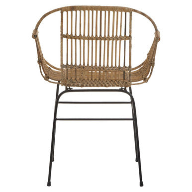 Orsina Java Natural Rattan Armchair | Modern Black Metal Accent Chair