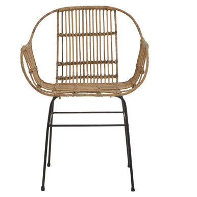 Orsina Java Natural Rattan Armchair | Modern Black Metal Accent Chair