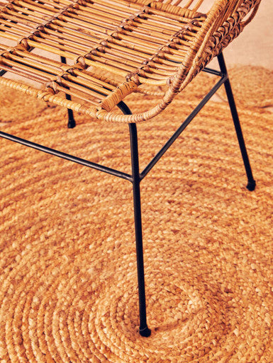 Orsina Java Natural Rattan Armchair | Modern Black Metal Accent Chair