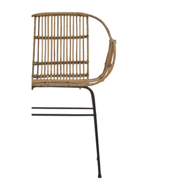 Orsina Java Natural Rattan Armchair | Modern Black Metal Accent Chair