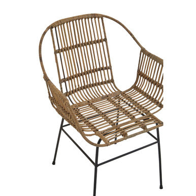Orsina Java Natural Rattan Armchair | Modern Black Metal Accent Chair