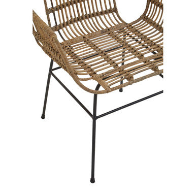 Orsina Java Natural Rattan Armchair | Modern Black Metal Accent Chair
