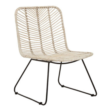 Orsina Java Natural Rattan Accent Chair | Handwoven White & Black Metal