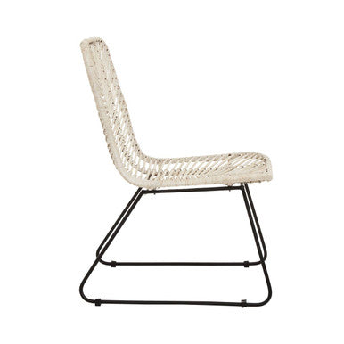 Orsina Java Natural Rattan Accent Chair | Handwoven White & Black Metal