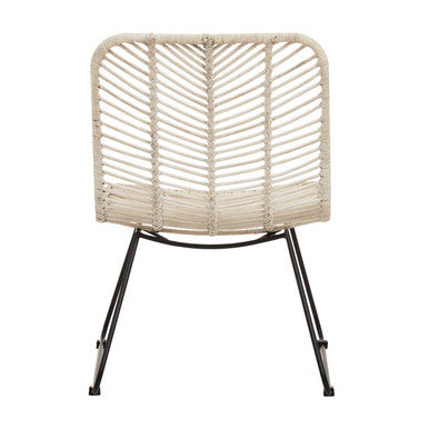 Orsina Java Natural Rattan Accent Chair | Handwoven White & Black Metal