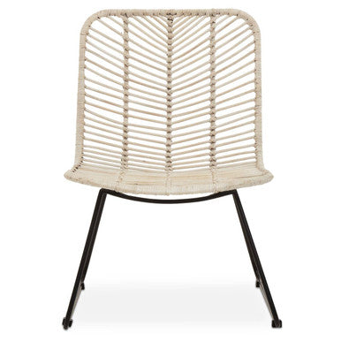 Orsina Java Natural Rattan Accent Chair | Handwoven White & Black Metal