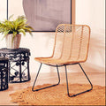 Orsina Java Natural Rattan Accent Chair | Handwoven White & Black Metal