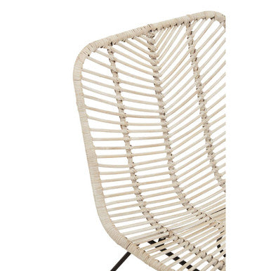 Orsina Java Natural Rattan Accent Chair | Handwoven White & Black Metal