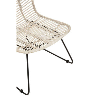 Orsina Java Natural Rattan Accent Chair | Handwoven White & Black Metal