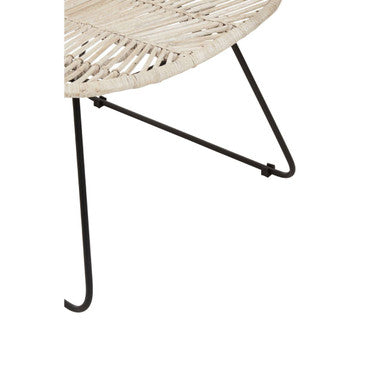 Orsina Java Natural Rattan Accent Chair | Handwoven White & Black Metal