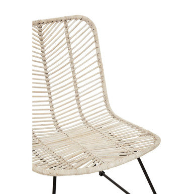 Orsina Java Natural Rattan Accent Chair | Handwoven White & Black Metal