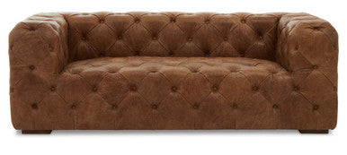 Orsina Hoxton 3 Seater Brown Leather Modern Chesterfield Sofa