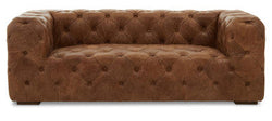 Orsina Hoxton 3 Seater Brown Leather Modern Chesterfield Sofa