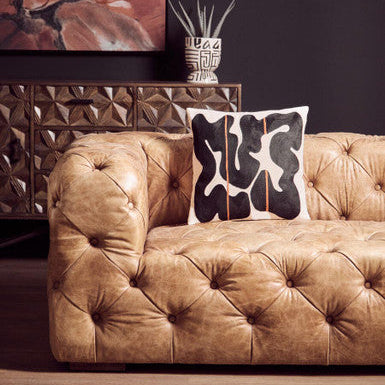 Orsina Hoxton 3 Seater Brown Leather Modern Chesterfield Sofa