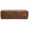 Orsina Hoxton Brown Leather Rectangle Chesterfield Ottoman Footstool