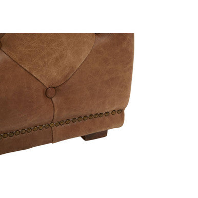 Orsina Hoxton Brown Leather Rectangle Chesterfield Ottoman Footstool