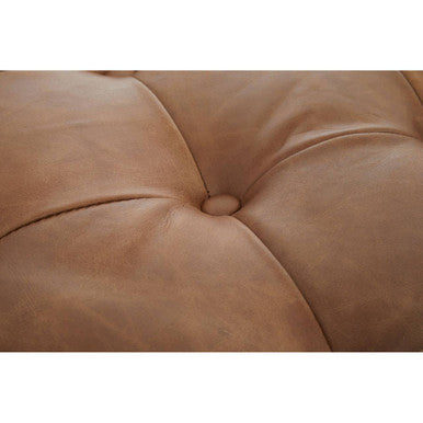 Orsina Hoxton Brown Leather Rectangle Chesterfield Ottoman Footstool