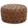 Orsina Hoxton Tufted Leather Round Ottoman | Modern Luxury Footstool