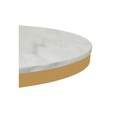 Orsina Azalea White Marble Round Dining Table with Gold Pedestal Base