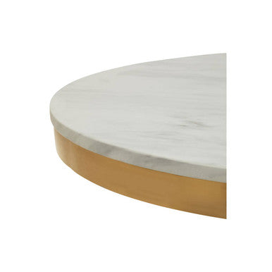 Orsina Azalea White Marble Round Dining Table with Gold Pedestal Base