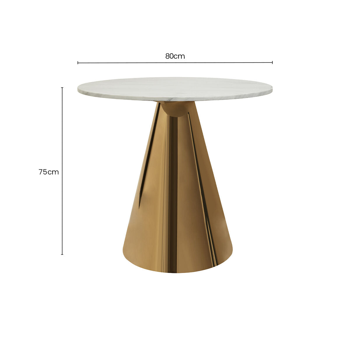 Orsina Azalea Round White Marble Dining Table with Gold Pedestal