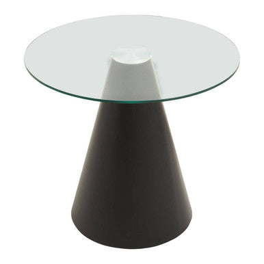 Orsina Azalea Round Glass Dining Table – Black Conical Pedestal Base