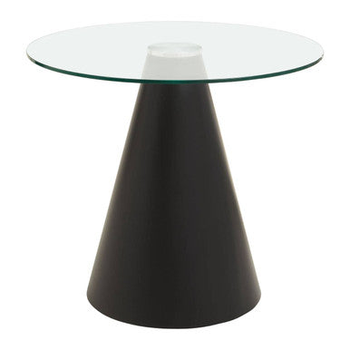 Orsina Azalea Round Glass Dining Table – Black Conical Pedestal Base