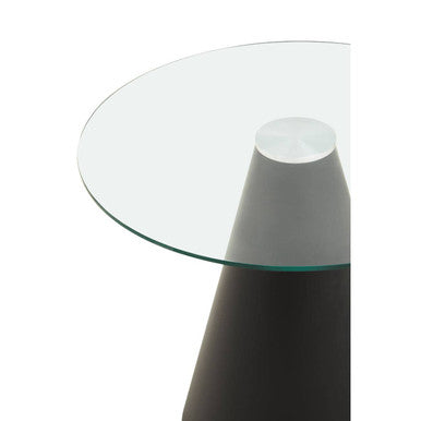 Orsina Azalea Round Glass Dining Table – Black Conical Pedestal Base