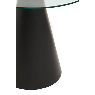 Orsina Azalea Round Glass Dining Table – Black Conical Pedestal Base