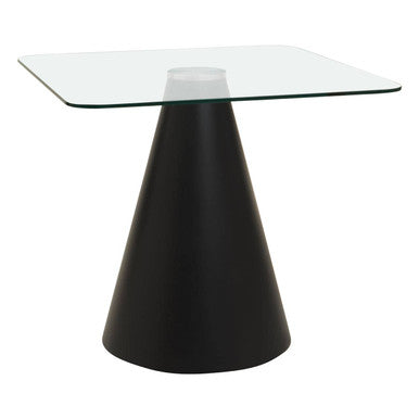 Orsina Azalea Square Glass Dining Table | Black Conical Pedestal