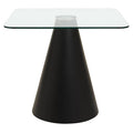 Orsina Azalea Square Glass Dining Table | Black Conical Pedestal