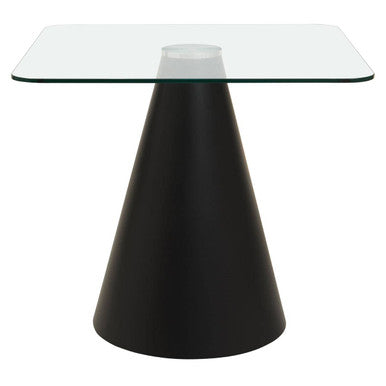 Orsina Azalea Square Glass Dining Table | Black Conical Pedestal