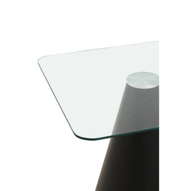 Orsina Azalea Square Glass Dining Table | Black Conical Pedestal