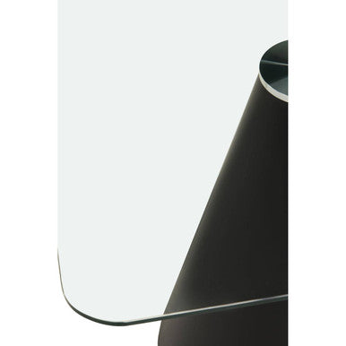 Orsina Azalea Square Glass Dining Table | Black Conical Pedestal