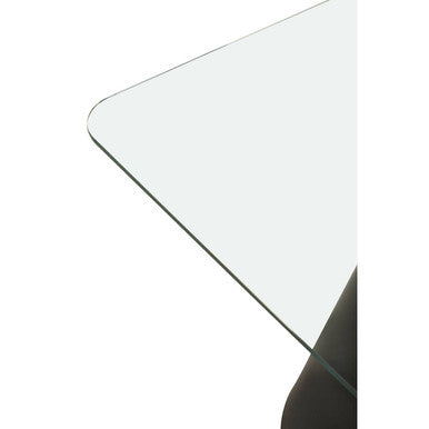 Orsina Azalea Square Glass Dining Table | Black Conical Pedestal