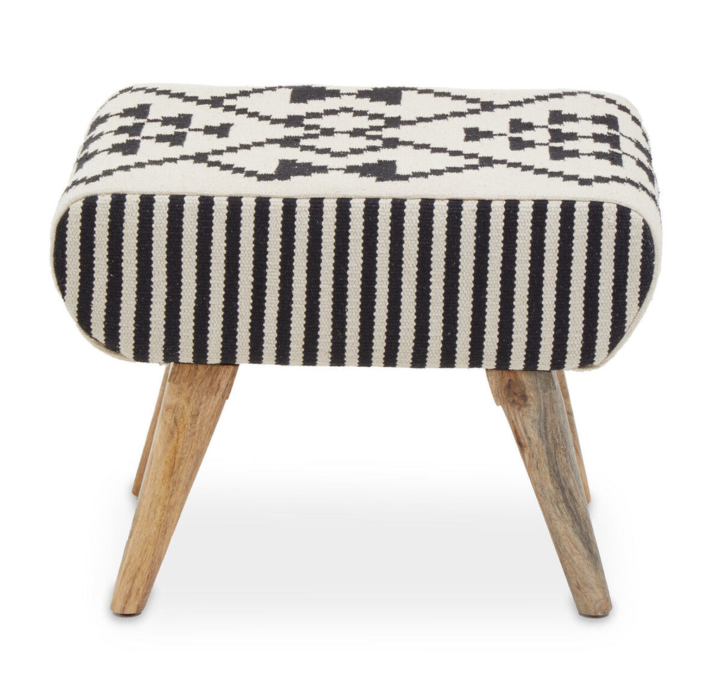 Orsina Cefena Berber Style Footstool – Mango Wood & Cotton Ottoman