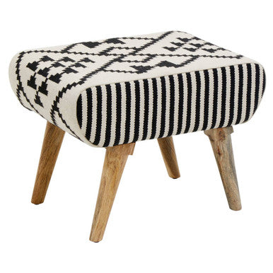 Orsina Cefena Berber Style Footstool – Mango Wood & Cotton Ottoman
