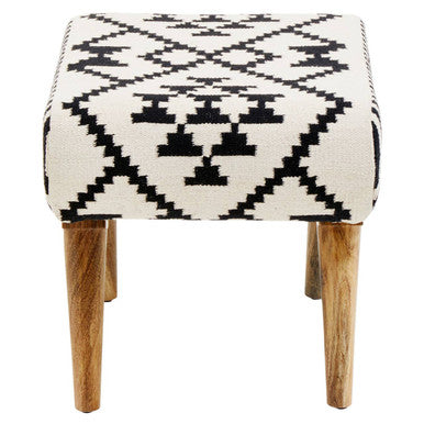Orsina Cefena Berber Style Footstool – Mango Wood & Cotton Ottoman