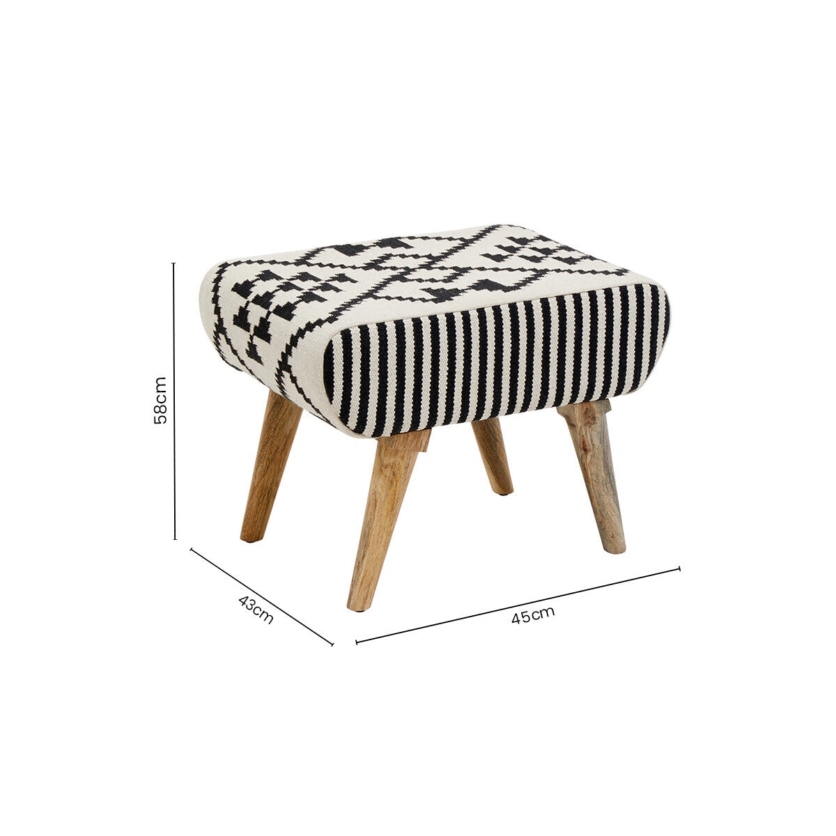 Orsina Cefena Berber Style Footstool – Mango Wood & Cotton Ottoman