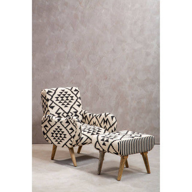 Orsina Cefena Berber Style Footstool – Mango Wood & Cotton Ottoman
