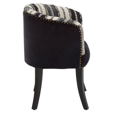 Orsina Cefena Accent Chair | Black Velvet and Woven Mango Wood
