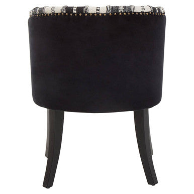 Orsina Cefena Accent Chair | Black Velvet and Woven Mango Wood