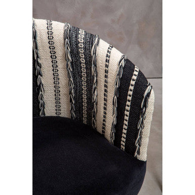 Orsina Cefena Accent Chair | Black Velvet and Woven Mango Wood