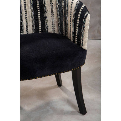 Orsina Cefena Accent Chair | Black Velvet and Woven Mango Wood