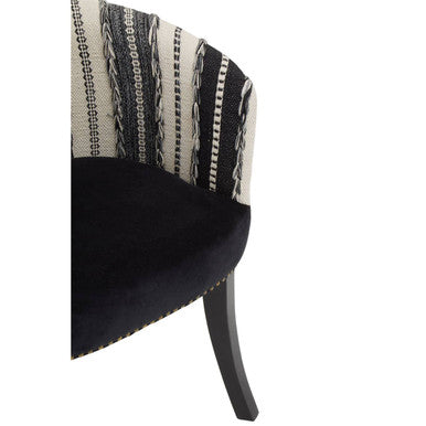 Orsina Cefena Accent Chair | Black Velvet and Woven Mango Wood