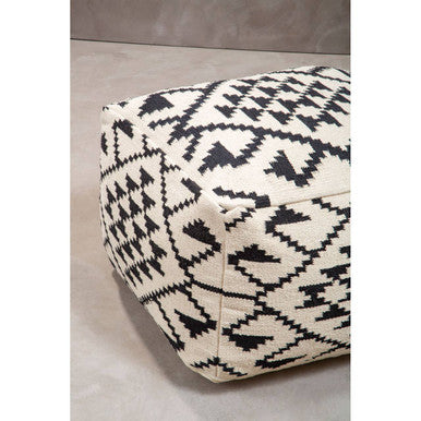 Orsina Cefena Berber Style Pouffe – Hand-Woven Cotton Geometric Ottoman